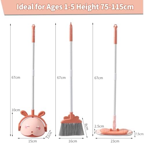 Midoneat Kids Cleaning Toy Set, Mini Child Broom, Mop and Dustpan, Little - Image 2
