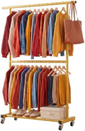 Sywhitta Double Rod Metal Clothing Garment Rack on Wheels by haseverythingyouneed
