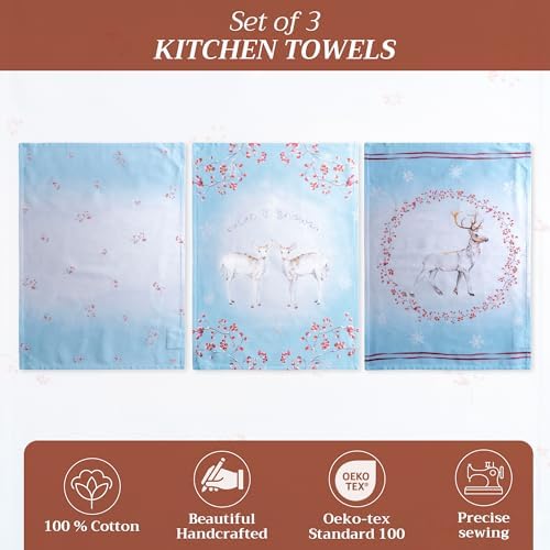 Maison d' Hermine Kitchen Towels Set of 3 Reusable 100% Cotton 27.50" x 20" - Image 2