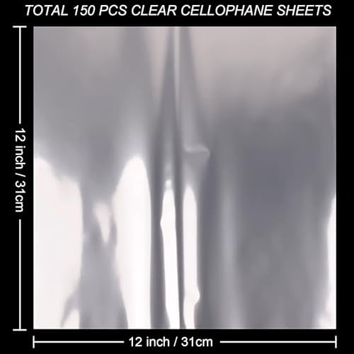 SYOGUA 150 Pieces Cellophane Sheets, 12 x 12 inches 3 Mil Thick Gift Wrap - Image 2