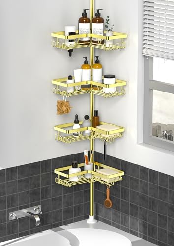 KEGII Corner Shower Caddy Tension Pole, Bathroom Storage Rack by KEGII