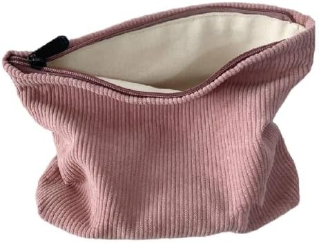 SxoSyo Corduroy Makeup Bags for Women, Large Cosmetic Pouch for Purse by SxoSyo