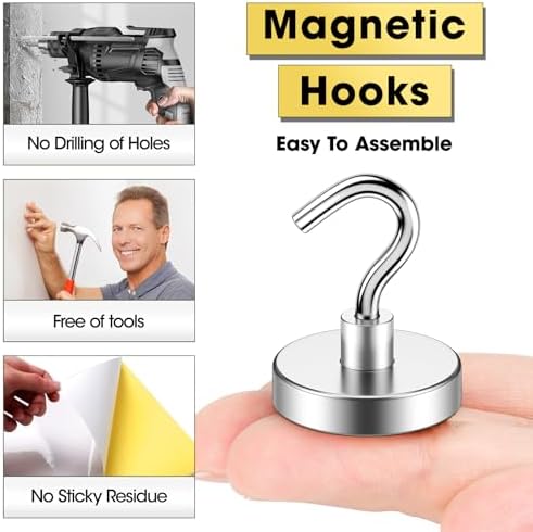 Magnetic Hooks, 80LBS Heavy Duty Magnetic Hooks - Image 2