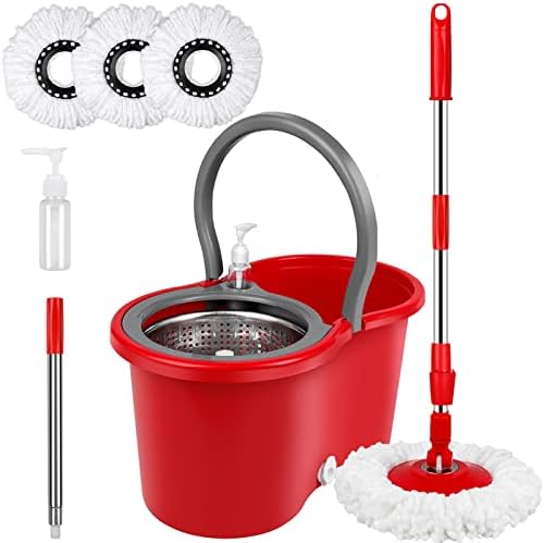 Spin Mop and Bucket with Wringer Set, 360° Spinning Mop Bucket System with 3 by HYZSWGC