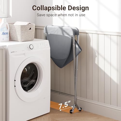 ELYKEN Laundry Basket with Wheels, Collapsible Laundry Hamper - Image 5