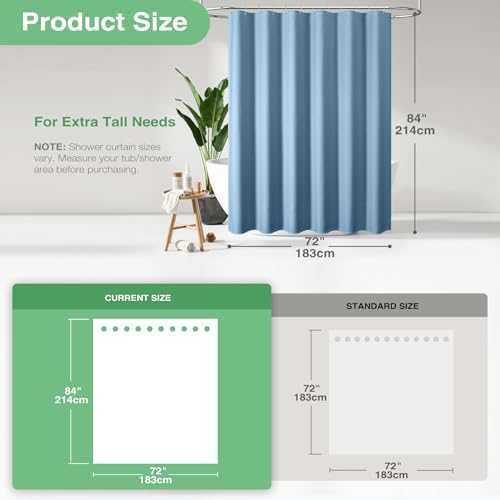 Dynamene Extra Long Waffle Shower Curtain 256 GSM 72"x84" Moonlight Blue - Image 3