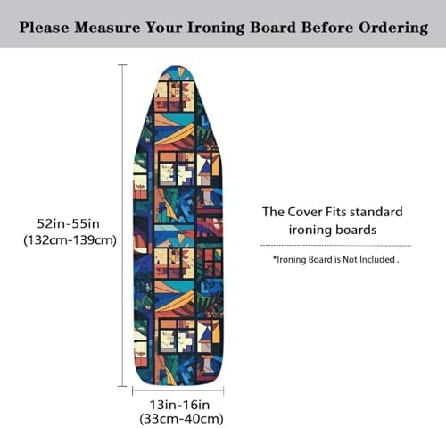 Geometric Window Steam Ironing Board Cover 15x54, Colorful Abstract Art - Image 5