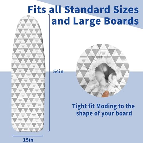 Ironing Board Cover and Pad, Thick Scorch Resistant Padding Gray Triangles - Image 4
