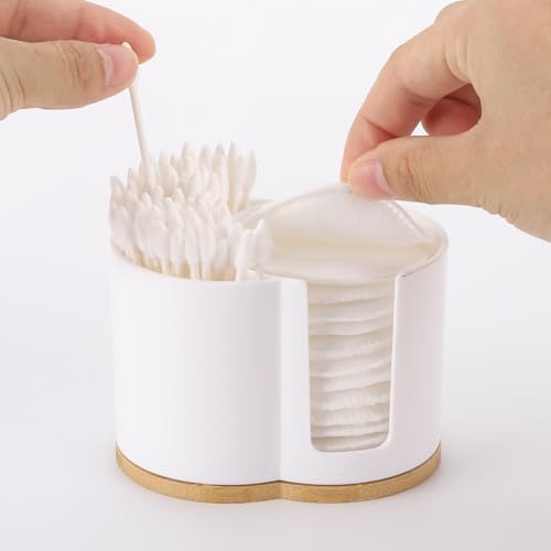 Tbestmax Qtip Dispenser 2-Grid Cotton Ball, Round Pads Holder - Image 3