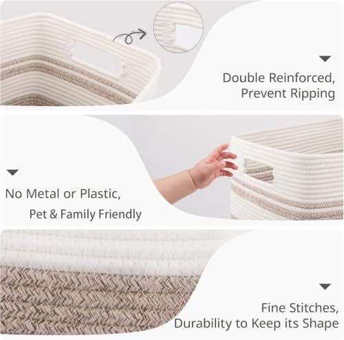 Rectangular Cotton Rope Laundry Hamper 60L Foldable Basket - Image 3