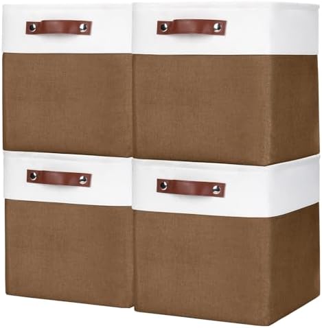 Bagnizer Collapsible Fabric Storage Cubes 11x11 Cube Storage Bins, 4 Pack by Bagnizer