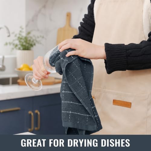 Kitinjoy 100% Cotton Terry Kitchen Towels, 13”x 28”, Dark Grey - Image 6