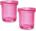 Bright Pink Thick Glass Bathroom Qtip Holder, 2 Pack by MKOSAB
