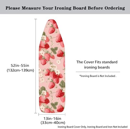 Pink Strawberry Ironing Board Cover, Standard Size Ironing Board Cover - Image 3