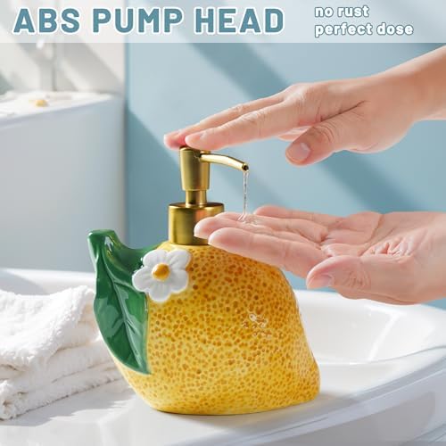 RQYIXI 17 OZ Lemon Ceramic Soap Dispenser - Image 4