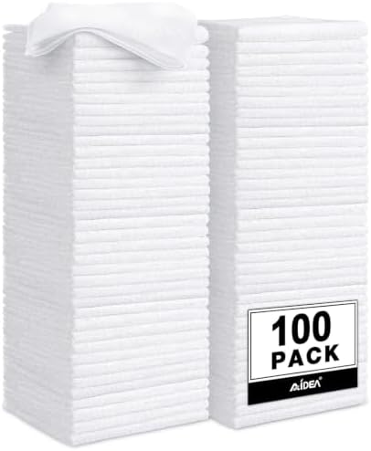 AIDEA White Microfiber Cleaning Cloth, Cleaning Rags, 11.5"×11.5" by AIDEAHOME