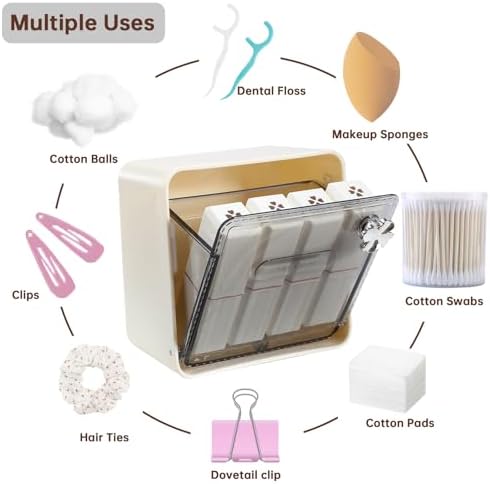 DASITON Wall Mounted Qtip Holder Dispenser, Adhesive No Drilling Cotton Swab - Image 6