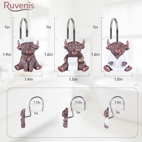 Highland Cow Shower Curtain Hooks Set of 12 - Image 3