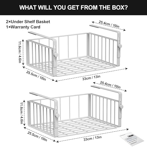 AmonHouseware 2Pack Under Shelf Basket Storage, Adjustable Hanging - Image 6