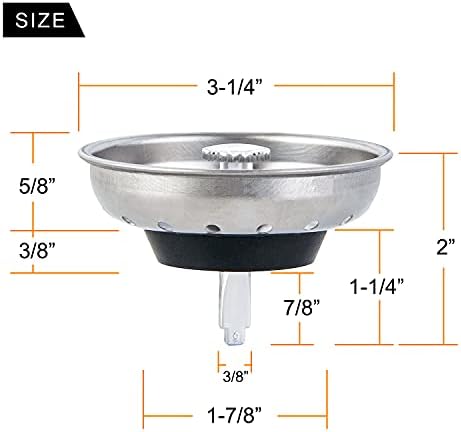 CORNERJOY 2 PCS Kitchen Sink Strainer and Stopper Combo Basket Replacement - Image 2