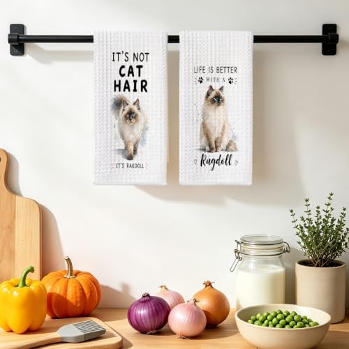 Jztco 2 Pcs Funny Cat Kitchen Towels, Cute Cat Gifts Reusable Hand Towels-1 - Image 4