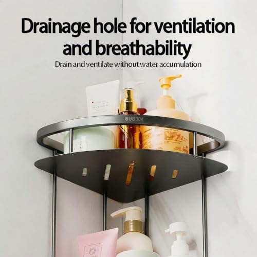 Corner Shower Caddy, 201 Stainless Steel Bathroom Shelf Organizer, Wall Mounted - Image 4