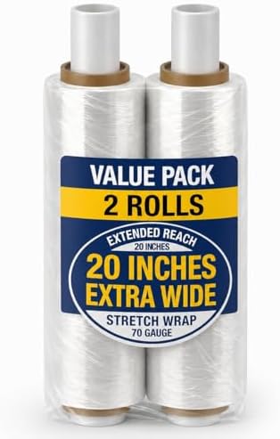 BOX USA Stretch Wrap Extra Wide Stretch Film Roll - 20 in Wide & 1000 ft long by BOXUSA