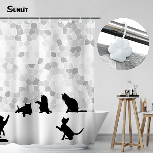Sunlit Fashion Design Cute Paw Print Polished Shower Curtain Hooks - Image 4