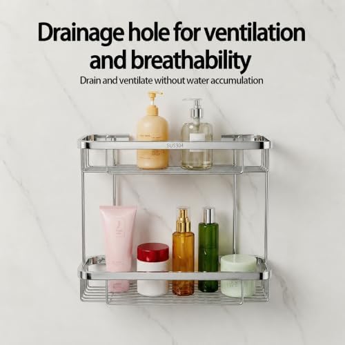 Corner Shower Caddy, 304 Stainless Steel Bathroom Shelf Organizer, Wall Mounted - Image 4