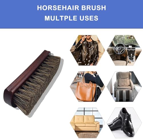 2 Pcs 6" Horsehair Brush and Stiff Bristle Sole Brush - Image 5
