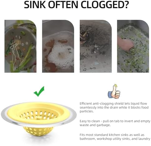 Silicone Strainer for Kitchen Sink, 2 Pack, Stainless Steel Reinforced - Image 4
