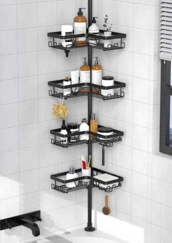 KEGII Corner Shower Caddy Tension Pole, Large Capacity Bathroom Organizer by KEGII