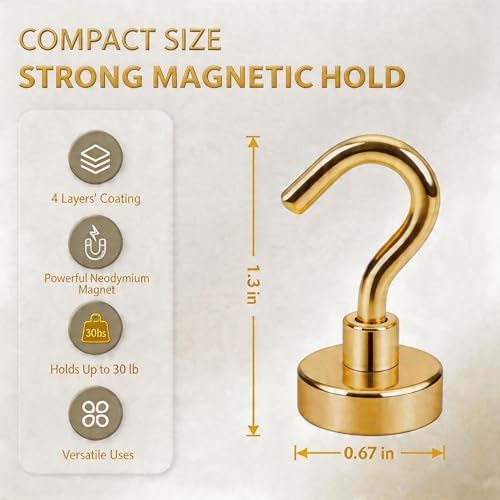 Neosmuk Magnetic Hooks, 30lb Heavy Duty, 10 Pack - Image 3