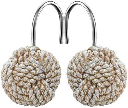 Gracelife Home Decorative Shower Curtain Hooks Seaside Off-White Nautical Metal by Gracelife