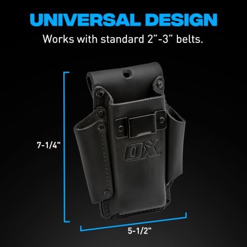 OX Tools Ultimate Leather & Nylon Compact Tape Measure Knife Pencil Holder - Image 2