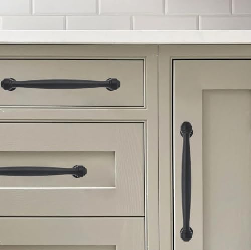 khtumeware 2 Pack 5 Inch(128mm) Black Cabinet Pulls Black Kitchen Matte Black Cabinet Handles Kitchen Cabinet Hardware for Cupboard Drawer Handles Dresser Pulls