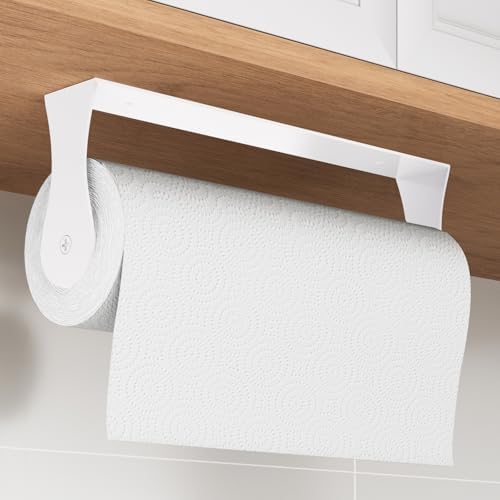 Paper Towel Holder Under Cabinet, Wall Mount, Adhesive or Drilling by Awarmhome
