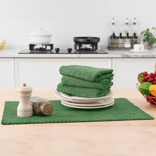 Homaxy 12 Pack Super Soft Absorbent Dish Towels, Grass Green - Image 3