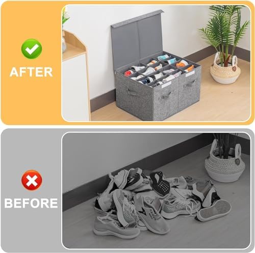 Shoe Organizer for Closet Fits 16 Pairs, Large Shoe Storage Box Bins - Image 6