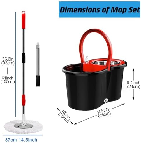 Mop and Bucket with Wringer Set 360° 3psc Microfiber Spin Mop with Bucket and - Image 2