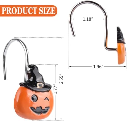 Halloween Decoration Shower Curtain Hooks 12Pcs Halloween Shower Rings - Image 4