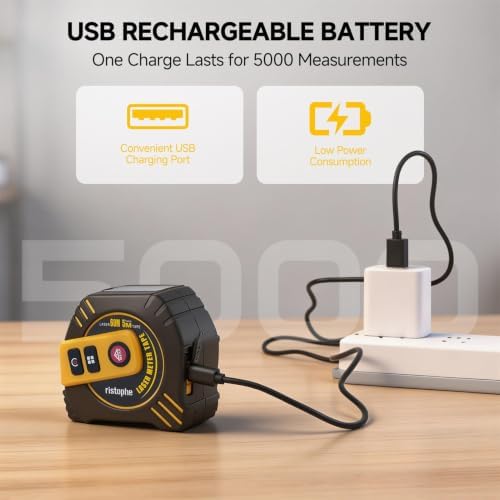 2-in-1 Laser Tape Measure, 197Ft Rechargeable Laser Measuring Tool & 16Ft - Image 5
