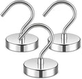 3 Pack Magnetic Hooks Large Opening, 60LBS Neodymium Magnet Hooks by Junarter
