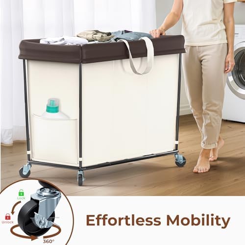 320L Laundry Hamper with Wheels, Large Rolling Laundry Basket with Wheels - Image 4