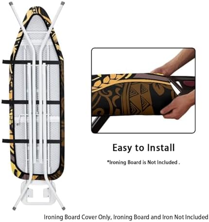 Golden Tribe Stripe Ironing Board Cover Stain Resistant Tropical Monstera - Image 5