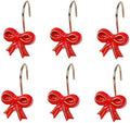 Two Fish Home Fashions Set of 12 Decorative Red Bowknot Resin Shower Curtain by TwoFishHomeFashionLLC