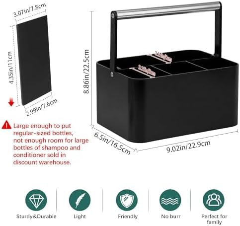 BYUNER Black Shower Caddy Portable: Plastic Bathroom Caddy Countertop, Cleaning - Image 2