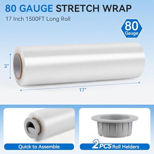 17" x 1500FT Stretch Film Shrink Wrap Roll - Image 2