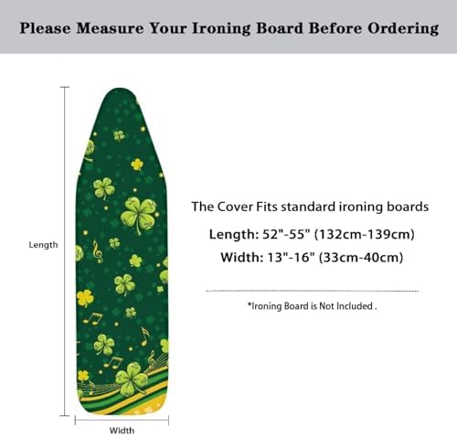 Green Clover Leaves Steam Ironing Board Cover, Irish Shamrock Stain Resistant - Image 5