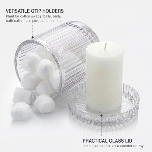 Clear Thick Glass Bathroom Qtip Holder, 2 Pack - Image 3